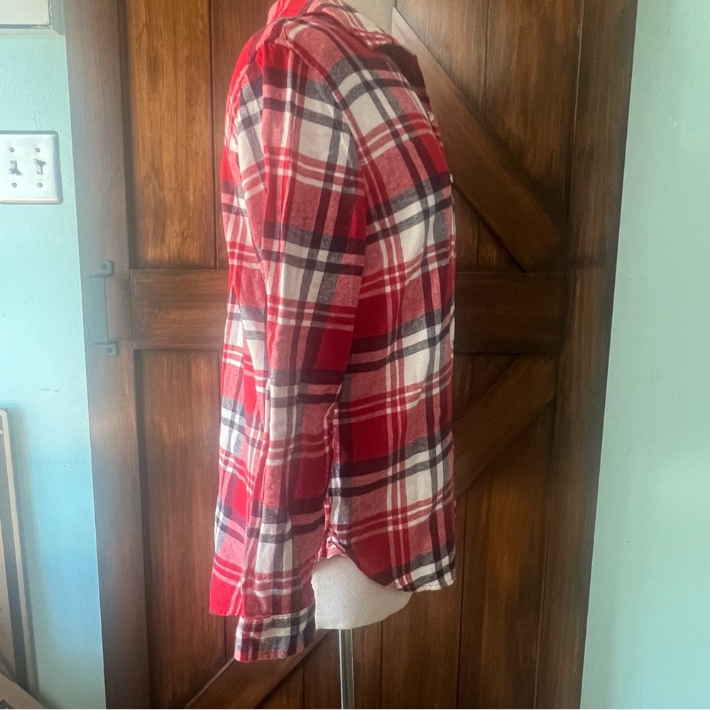 Gap Red Blue Flannel Button Up Long Sleeve Women's M Shirt - Picture 5 of 7